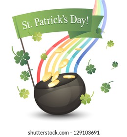 St. Patrick's day theme background with pot and golden coins