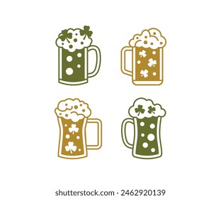 st patricks day theme beer glass vector icon design illustration template collections