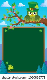 St Patricks Day theme board with owl - eps10 vector illustration.