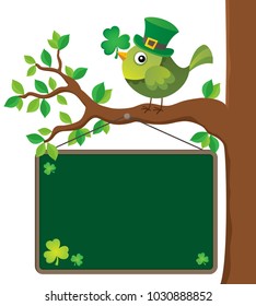 St Patricks Day theme board with bird - eps10 vector illustration.