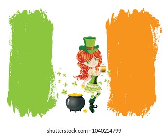 St Patrick's Day themed illustration with leprechaun background.