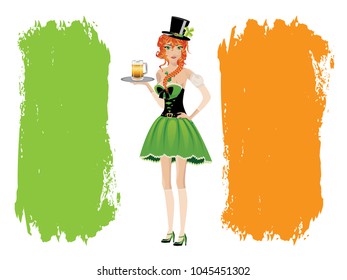 St Patrick's Day themed illustration with leprechaun background.