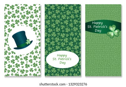 St. Patrick's day three greeting banners. Vector illustration. EPS 10.