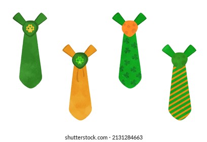 St. Patrick's Day tie illustration set