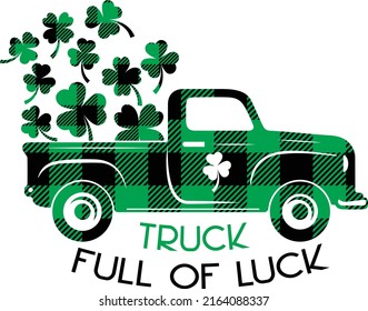 St Patrick's day truck Buffalo plaid vector svg