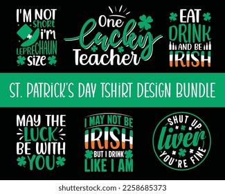 St Patrick's day t-shirt design bundle. Happy Saint Patrick's day celebration illustration bundle. St Patrick's design for card, banner, mug and tshirt