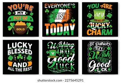 St. Patrick's day t-shirt design bundle, Luck of the Irish, Shamrock Typography t-shirt design