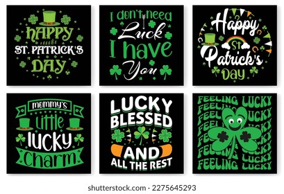 St. Patrick's day t-shirt design bundle, Luck of the Irish, Shamrock Typography t-shirt design