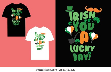 St. Patrick's Day T-Shirt design black and white colour  