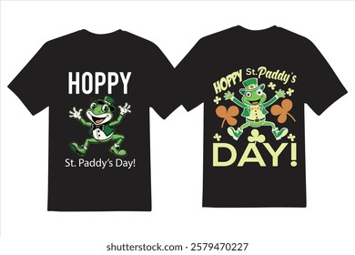 St. Patrick's Day T-Shirt Design Featuring a Hopping Frog