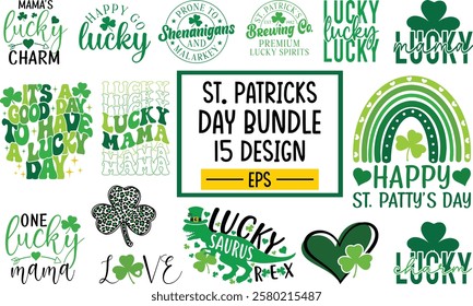 St. Patrick's Day t-shirt design bundle, Lucky Shirt, St Patrick's Day Quotes, Lucky Rainbow, Irish , Shamrock 