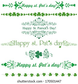 St. Patrick's Day type text. Set of St. Patrick's Day. Collection of design elements isolated on White background. Vector illustration 