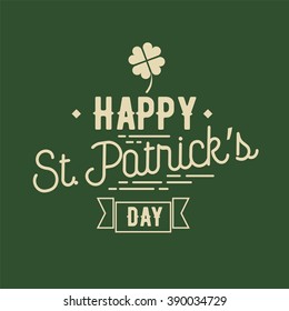 St. Patricks day typographic design. Isolated vector typography on green background.