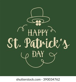 St. Patricks day typographic design. Isolated vector typography on green background.