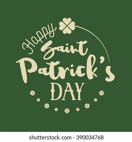 St. Patricks day typographic design. Isolated vector typography on green background.