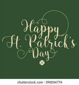 St. Patricks day typographic design. Isolated vector typography on green background.