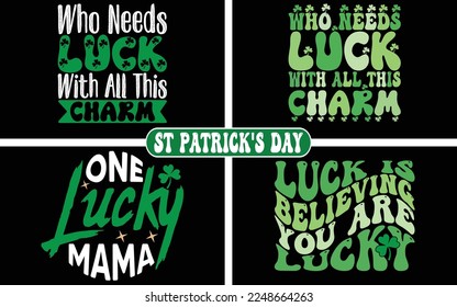 St Patrick's Day Typography Quotes SVG Vector Designs Bundle, T shirt designs bundle.