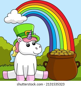 St. Patricks Day Unicorn Cartoon Colored 