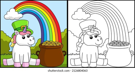 St. Patricks Day Unicorn Coloring Page