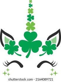 St Patrick's day Unicorn Head Isolated Vector File