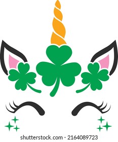 St Patrick's day Unicorn Head Isolated Vector File