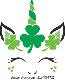 St Patrick's day Unicorn Head Isolated Vector File