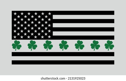 St Patrick's Day USA Flag SVG, Shamrock Svg, St Patrick's Day Vector and Clip Art