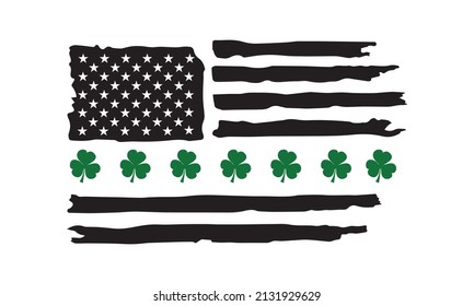 St Patrick's Day USA Flag Vector Shamrock Vector and Clip Art