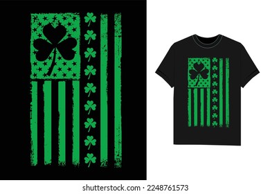 St. Patrick's Day with USA Flag T-Shirt design