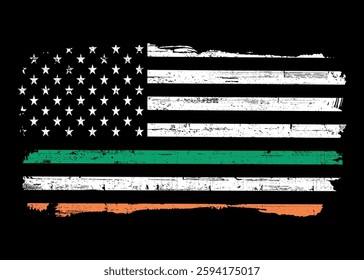 St Patrick's Day USA Flag ,Lucky Shamrock American Flag, American Irish Flag Shirt.