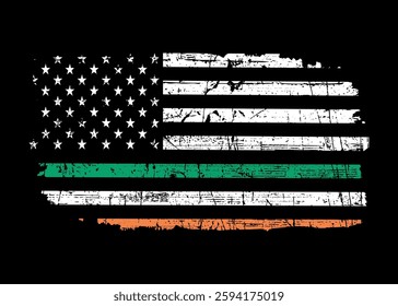 St Patrick's Day USA Flag ,Lucky Shamrock American Flag, American Irish Flag Shirt.