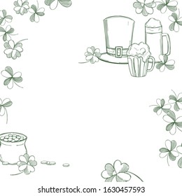 St Patrick's Day vector  background. Sketch  illustration