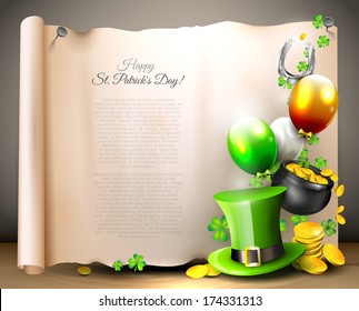 St Patrick's Day - vector background with old paper  