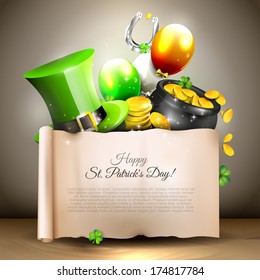 St Patrick's Day - vector background with old paper with place for text