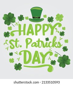 St Patrick's day. Vector background for greeting card with leaf clovers. Irish greeting card Beer Festival. Feast of Saint Patrick festival on March 17.