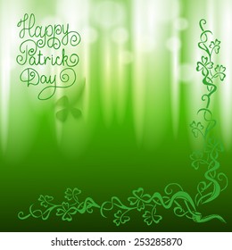 St. Patrick's day vector background with shamrock and lettering.