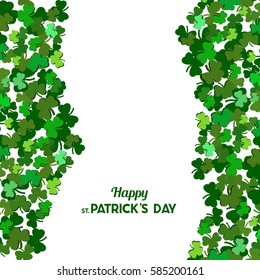 St Patrick's Day Vector background with shamrock. Lucky spring symbol. Clover in green shades isolated on white background. Border and frame - stock vector