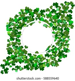 St Patrick's Day Vector background with shamrock. Lucky spring symbol. Clover in green shades isolated on white background. Border and frame - stock vector
