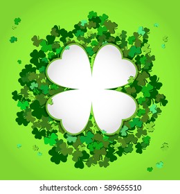 St Patrick's Day Vector background with Clover. Lucky spring symbol. Shamrock background - stock vector