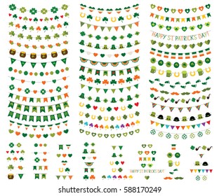 St. Patrick's Day vector bunting and garland set. Used 45 pattern brushes included