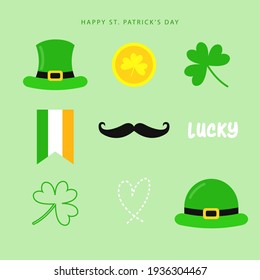 St. Patrick's Day vector. Collection of st. patrick day with flat style