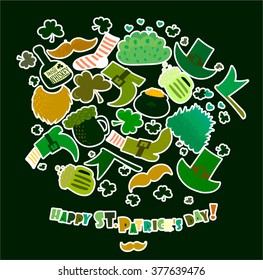 St. Patrick's Day vector decoration and photo booth props set