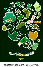 St. Patrick's Day vector decoration and photo booth props set