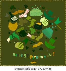 St. Patrick's Day vector decoration and photo booth props set