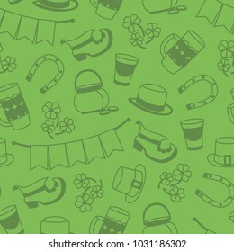 St. Patricks Day vector design of elements seamless pattern