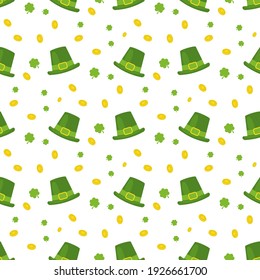 St. Patrick's Day vector design seamless pattern. Lucky Patrick day ireland holiday clipart