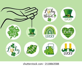 St. Patricks Day vector design elements set. St Patricks day ttraditional symbol set. Vector Illustration