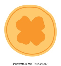 St. Patrick's Day vector design element coin with quatrefoil.