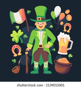 St. Patrick's Day vector design elements set. Vector illustration.
