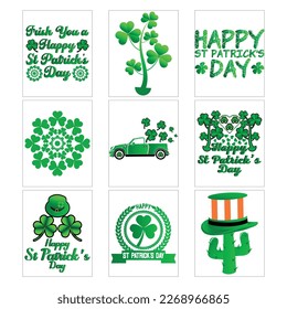St Patricks Day vector design elements icon set is an easy way to add some to your marketing. The green, orange, and white colors make it perfect for use on any social media profile or t-shirt design